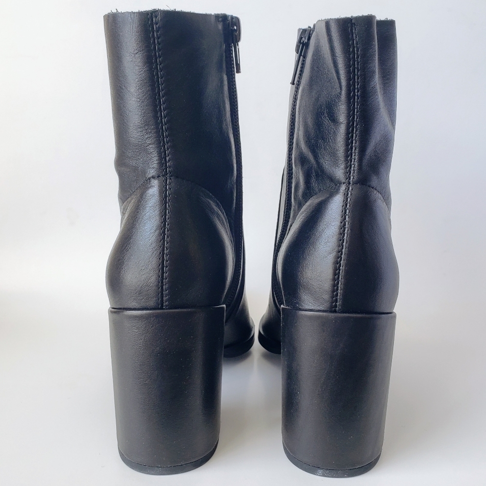 Tony Bianco Brazen Black Leather Ankle Boots Pointed Toe Midi New Size 7.5 - Picture 10 of 13